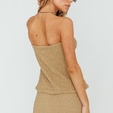 Kalei Textured Halter Top Brown