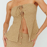 Kalei Textured Halter Top Brown