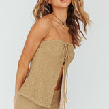 Kalei Textured Halter Top Brown
