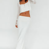 Rana String Tie Side Midi Skirt Cream