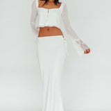 Rana String Tie Side Midi Skirt Cream