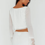 Rana Lace Cuff Long Sleeve Top Cream