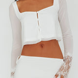 Rana Lace Cuff Long Sleeve Top Cream