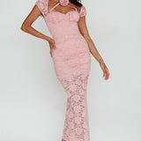 Versailles Summer Rose Accent Lace Dress Blush