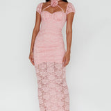 Versailles Summer Rose Accent Lace Dress Blush