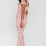 Versailles Summer Rose Accent Lace Dress Blush