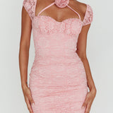 Versailles Summer Rose Accent Lace Dress Blush