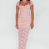 Versailles Summer Rose Accent Lace Dress Blush