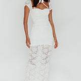 Versailles Summer Rose Accent Lace Dress White