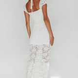 Versailles Summer Rose Accent Lace Dress White