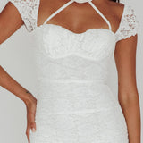 Versailles Summer Rose Accent Lace Dress White