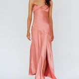 Amity Twist Bust Split Maxi Dress Rose