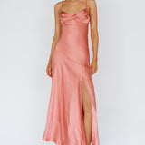 Amity Twist Bust Split Maxi Dress Rose