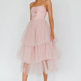 Seraphina Rose Bodice Tulle Midi Dress Blush