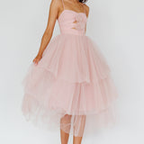 Seraphina Rose Bodice Tulle Midi Dress Blush