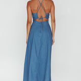 Leilana Halterneck Maxi Dress Denim