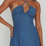 Leilana Halterneck Maxi Dress Denim