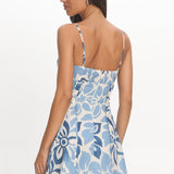 Doe Tied Bust Mini Dress Print Floral Blue
