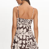 Doe Tied Bust Mini Dress Print Chocolate
