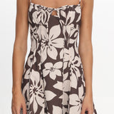Doe Tied Bust Mini Dress Print Chocolate