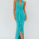 Zaphirah Halterneck Ruffle Dress Jade