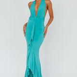 Zaphirah Halterneck Ruffle Dress Jade