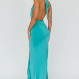 Zaphirah Halterneck Ruffle Dress Jade
