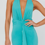 Zaphirah Halterneck Ruffle Dress Jade