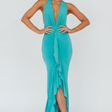 Zaphirah Halterneck Ruffle Dress Jade