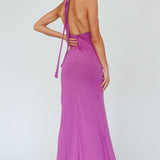 Zaphirah Halterneck Ruffle Dress Magenta