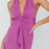 Zaphirah Halterneck Ruffle Dress Magenta