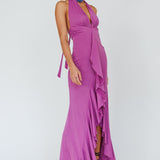 Zaphirah Halterneck Ruffle Dress Magenta