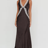 Ivonne Contrast Lace V-Neck Maxi Dress Black