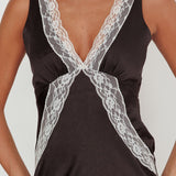 Ivonne Contrast Lace V-Neck Maxi Dress Black