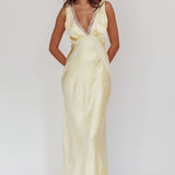 Ivonne Lace Trim V-Neck Maxi Dress Butter