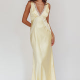 Ivonne Lace Trim V-Neck Maxi Dress Butter