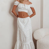 Canyon Cove Crochet Trim Maxi Skirt Floral Pink