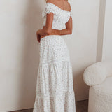 Canyon Cove Crochet Trim Maxi Skirt Floral Pink