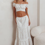 Canyon Cove Crochet Trim Maxi Skirt Floral Pink