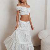 Canyon Cove Crochet Trim Maxi Skirt Floral Pink