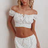 Canyon Cove Puff Sleeve Crop Top Floral Pink
