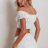 Canyon Cove Puff Sleeve Crop Top Floral Pink