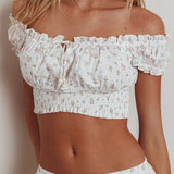 Canyon Cove Puff Sleeve Crop Top Floral Pink