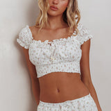 Canyon Cove Puff Sleeve Crop Top Floral Pink
