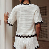 Breakaway Tie Front Shirt Crochet White