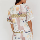 Breakaway Graphic Print Tied Short Sleeve Shirt Olive