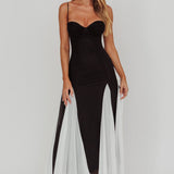 All Mine Godet Hem Maxi Dress Black