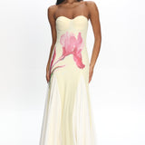 All Mine Godet Hem Maxi Dress Flower Lemon