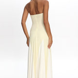 All Mine Godet Hem Maxi Dress Flower Lemon