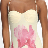 All Mine Godet Hem Maxi Dress Flower Lemon